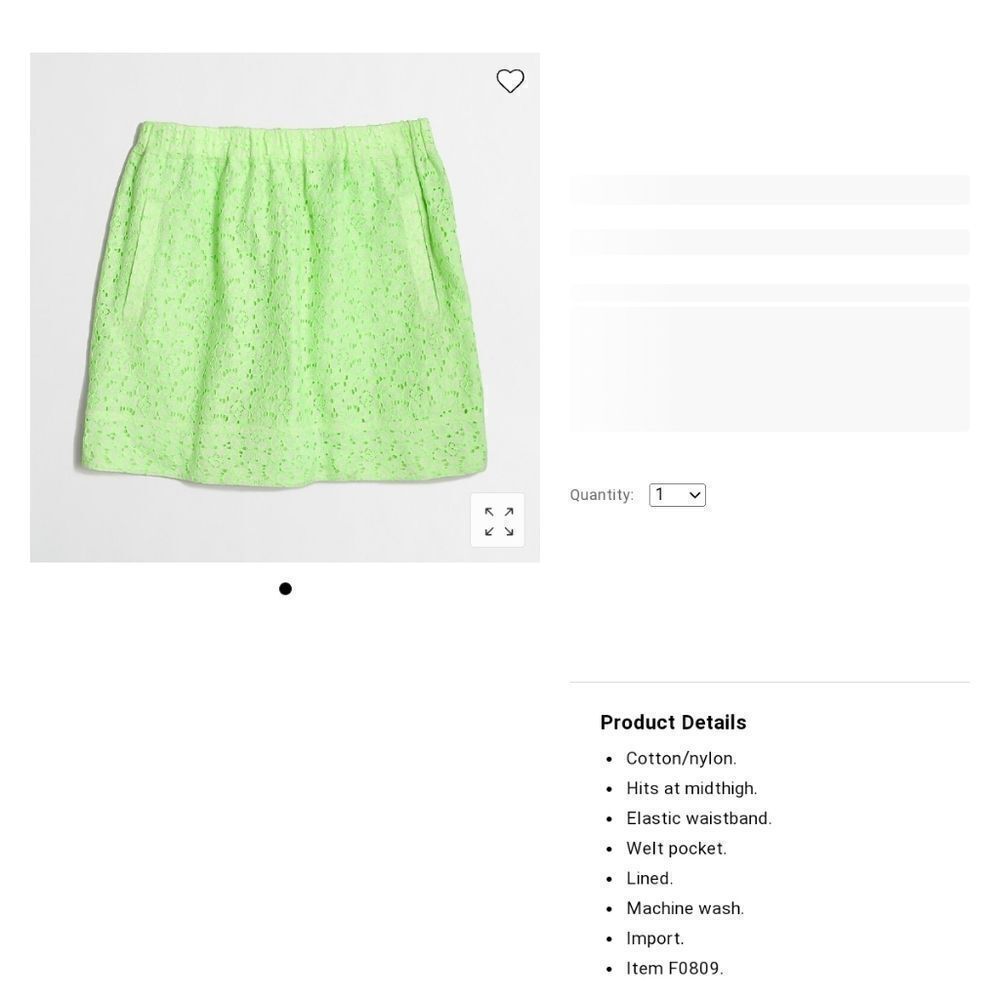 J‎ CREW EYELET MINI SKIRT IN NEON GREEN